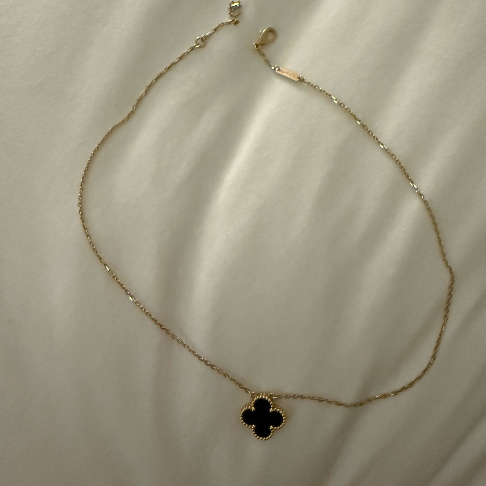 Gold and Black Clover Pendant Necklace